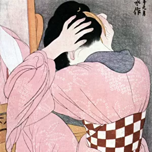 A Girl Dressing her Hair, or, Woman with an Undersash, c1921. Artist: Ito Shinsui