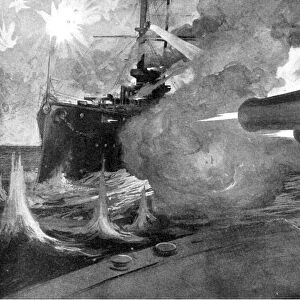 The guns of a Japanese battleship, Russo-Japanese War, 1904