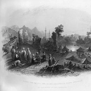 Hadgi (Mecca pilgrims) encamped near Antioch, on the banks of the Orontes, Turkey, 1841. Artist: Henry Adlard