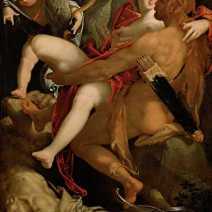 Hercules, Deianira and the Centaur Nessus, c. 1580. Artist: Spranger, Bartholomeus (1546-1611)