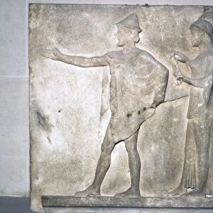 Hermes. Greek relief from Thasos, Greece, c470 BC