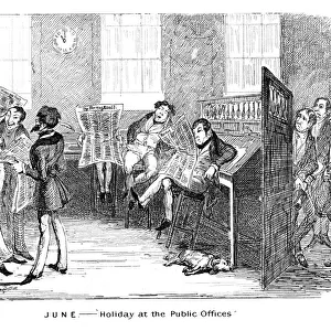 June - Holiday at the Public Offices, c1836. Artist: George Cruikshank