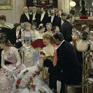 La soiree - Autour du piano, c. 1880. Creator: Beraud, Jean (1849-1936)