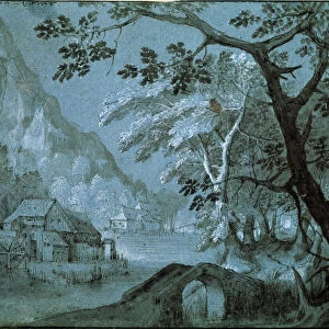 Landscape with a Mill by a Mountain Lake, c1610-c1620s. Artist: Adriaen van Stalbemt