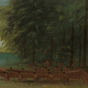 Launching a Canoe - Nayas Indians, 1855 / 1869. Creator: George Catlin