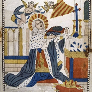 Louis IX, King of France, in Chartres Cathedral in his coronation robes, 1226 (19th century)