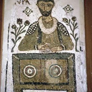Mosaic of a man writing at a desk, 4th century