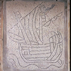 A mosaic showing a ship used in the 4th crusade, 13th century