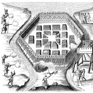 Onondaga village attacked by the French explorer Samuel de Champlain, 1615