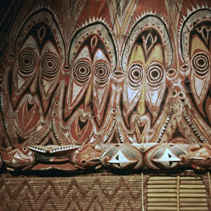 Painted gable-wall of a cult-house from New Guinea