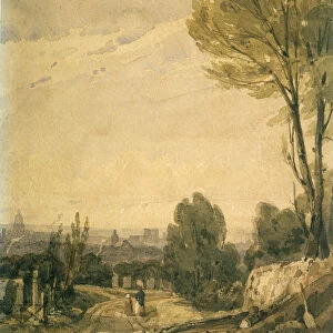 Paris seen from the Pere Lachaise cemetery, c1825. Artist: Richard Parkes Bonington