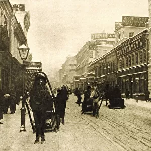 Petrovka Street in winter, Moscow, Russia, 1912