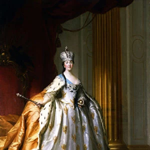 Portrait of Empress Catherine the Great in her Coronation Robe. Artist: Erichsen, Vigilius (1722-1782)