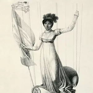 Portrait of French balloonist Sophie Blanchard during her flight in Milan, Italy, 1811. Artist: Luigi Rados