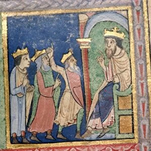 Detail from a Psalter the Magi and Herod, c1140