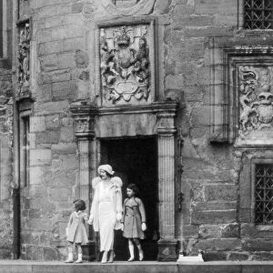 Queen Elizabeth with Princesses Elizabeth and Margaret Rose, Glamis Castle, Scotland, 1937