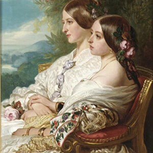 Queen Victoria and her cousin, the Duchess of Nemours, 1852. Artist: Winterhalter, Franz Xavier (1805-1873)