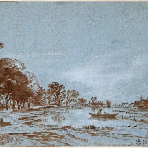 River Landscape by Moonlight, c. 1650-1660. Artist: Neer, Aert, van der (1603-1677)