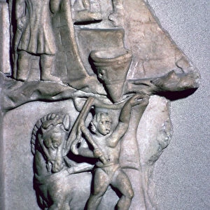 Roman marble relief of a bakers oven and corn mill