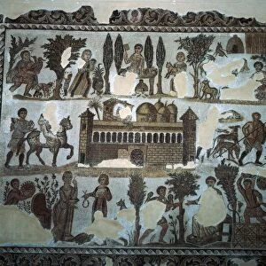 Roman mosaic of a villa, 4th century