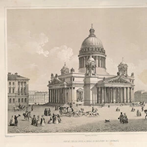 Saint Isaacs Cathedral As Seen From The Admiralteysky Prospekt (From: The Construction of the Saint Isaacs Cathedral), 1845. Artist: Montferrand, Auguste, de (1786-1858)