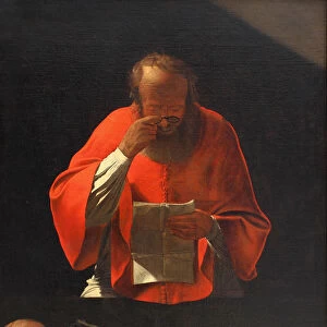 Saint Jerome reading (Copy), ca 1636. Artist: La Tour, Georges, de (1583-1652)