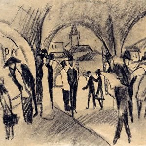 Scene Under the Arcades in Thun, 1913. Artist: Macke, August (1887-1914)