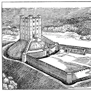 Scheme of a Norman castle based on Castle Hedingham, Essex, England