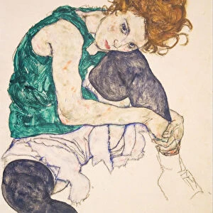 Seated Woman with Legs Drawn Up (Adele Herms). Artist: Schiele, Egon (1890?1918)