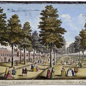 St James Palace and Park, London, showing formal planting of trees in avenues, 1750