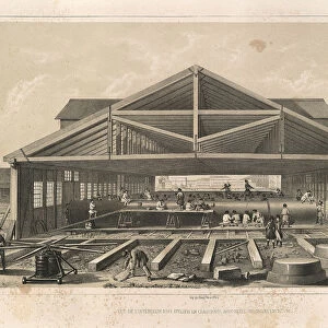 Stone Masons Workshop (From: The Construction of the Saint Isaacs Cathedral), 1845. Artist: Montferrand, Auguste, de (1786-1858)