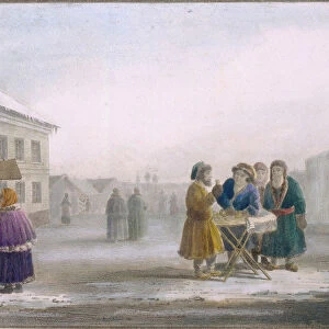 Street Tobacco Vendor at the Tobacco Store, 1825. Artist: Pluchart, Eugene (1809-1880)
