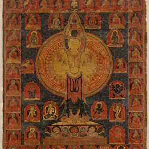 Thousand-Armed Chenresi, a Cosmic Form of the Bodhisattva Avalokiteshvara, 14th century