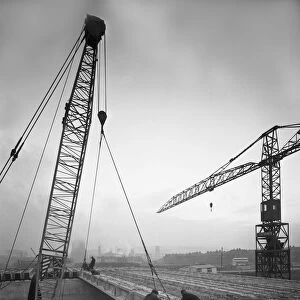 Tinsley Viaduct under construction, Meadowhall, near Sheffield, South Yorkshire, November 1967