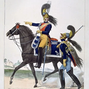 Uniform of the elite gendarmes of the royal guard, France, 1823. Artist: Charles Etienne Pierre Motte