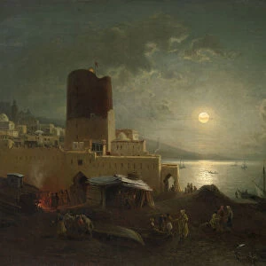 View of the Maiden Tower in Baku. Artist: Franken, Paul von (1818-1884)