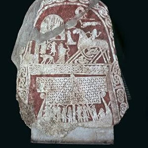 Viking stele showing Odins horse Sleipnir