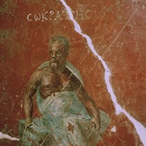 Wall-painting of the Greek philosopher Socrates, 2nd century BC