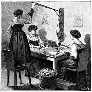 Women packing dynamite cartridges, 1888