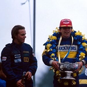 British Formula Ford Festival: The podium: Michael Vergers second; Niko Palhares winner; David Coulthard third