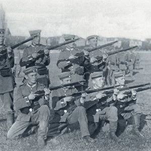 German Volunteers At Drill During World War I. From The Illustrated War News 1915