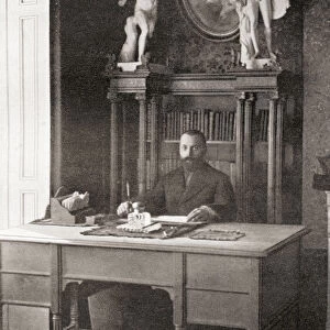 Signor Valdes in his study. Armando Palacio Valdes, 1853 -1938. Spanish novelist and critic. From The International Library of Famous Literature, published c. 1900