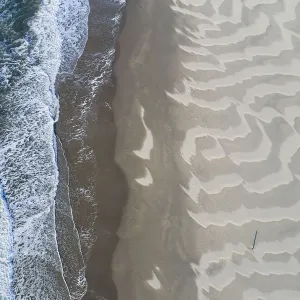Aerial view of the North Sea beach near the Slufter valley, Noord-Holland