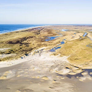 Aerial view of the Slufter valley with dunes, Texel, Noord-Holland, The Netherlands