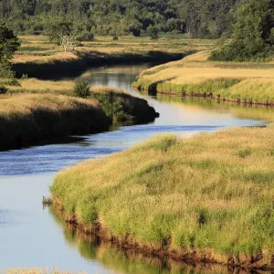 Annapolis River winding east through agricultural land, Canada Annapolis River winding east through agricultural land, Canada