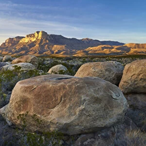 Mountain at sunset, El Capitan, Guadalupe Mountains National Park, Texas