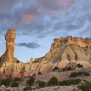 Rock formation at dawn, Chimney Rock, Ghost Ranch, New Mexico