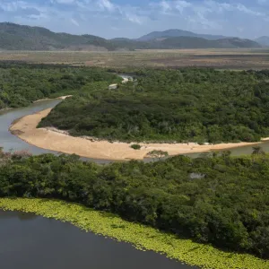 El río Rupununi fluyendo a través de la selva tropical, Rupununi, Guyana. El río Rupununi fluyendo a través de la selva tropical, Rupununi, Guyana.