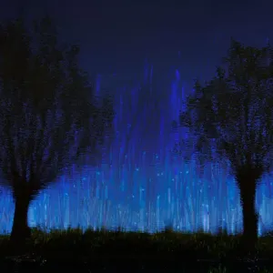 Vincent van Gogh schätzt die Impression der Spiegelung zweier Bäume im Wasser abends