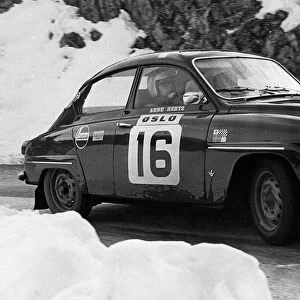 Arne Hertz and Lindberg driving Saab V4 Monte Carlo Rally in the St Auban Stage1970